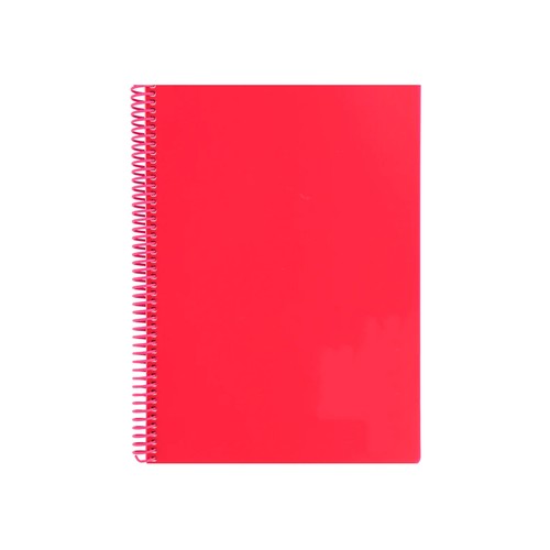 Cuaderno A4 80 hojas, con tapa de polipropileno, color rojo 90 g. AUCHAN.
