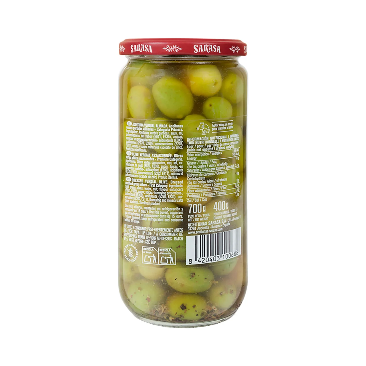 Hechizos del Sur. Aceituna aliñada - 400g.