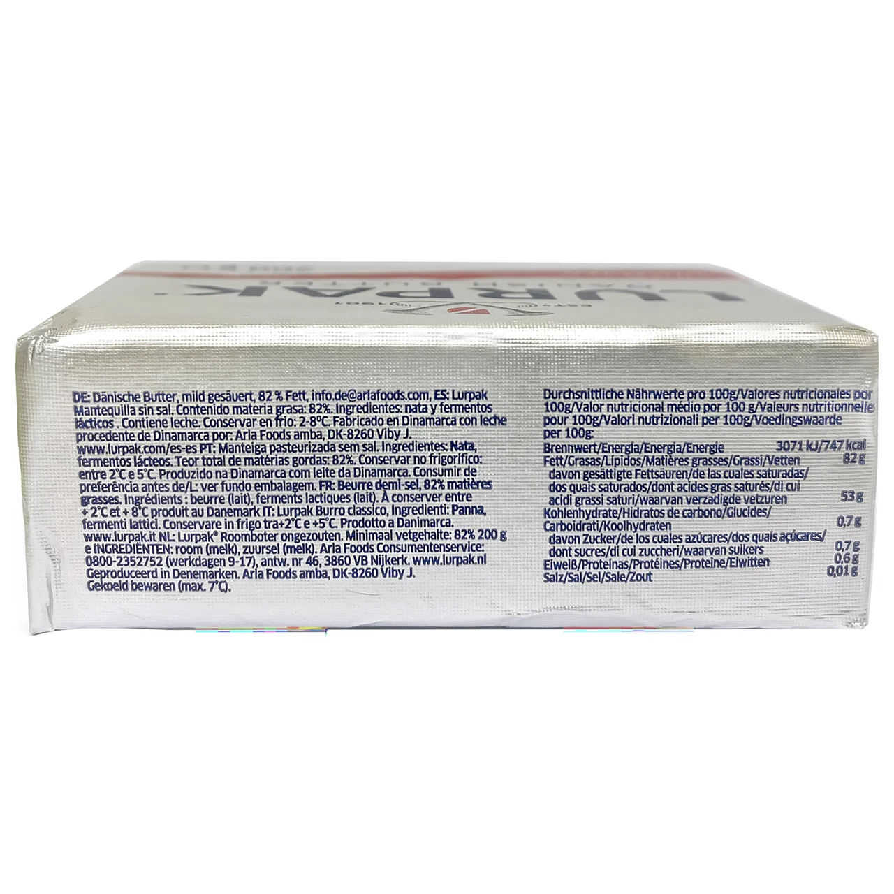Pastilla de mantequilla danesa sin sal 200 g.