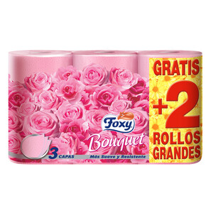 Imagen de FOXY Papel higiénico tres capas con aroma a rosa Bouquet 4+2 rollos