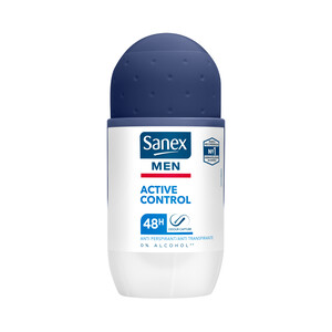 SANEX Men active control  Desodorante roll on para hombre con protección anti transpirante de hasta 48 horas 50 ml.