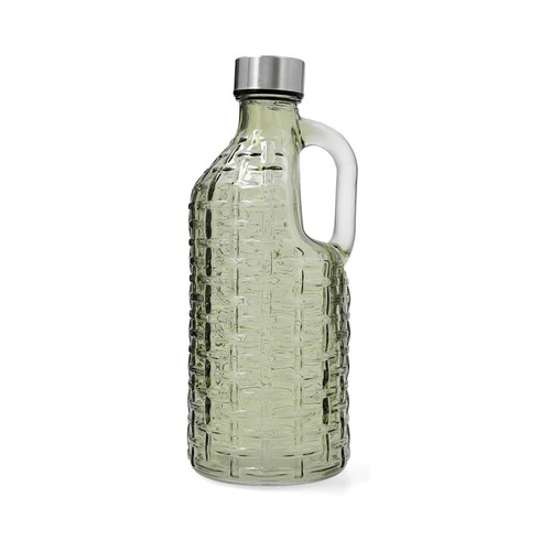 Botella 1 l. vidrio relieve verde tapón rosca Calypso