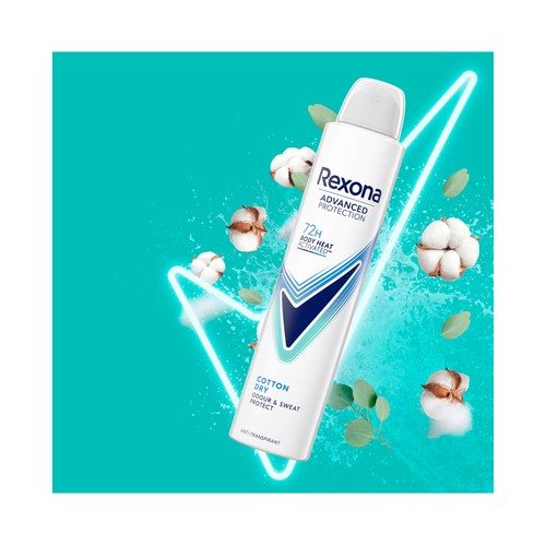 REXONA Cotton dry Desodorante spray para mujer con efecto sensación seca 200 ml.