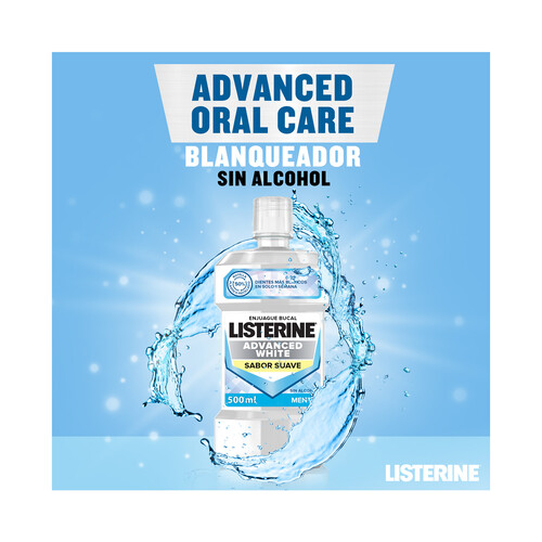 LISTERINE Enjuague bucal con acción blanqueadora y sabor suave a menta LISTERINE Advanced white 500 ml.