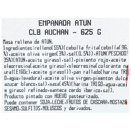 ALCAMPO CULTIVAMOS LO BUENO Empanada de atún 625 g.