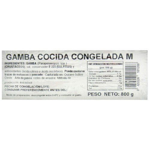 ANTONIO Y RICARDO Gamba mediana 64/96, cocida y ultracongelada ANTONIO Y RICARDO 800 g (P.N.)