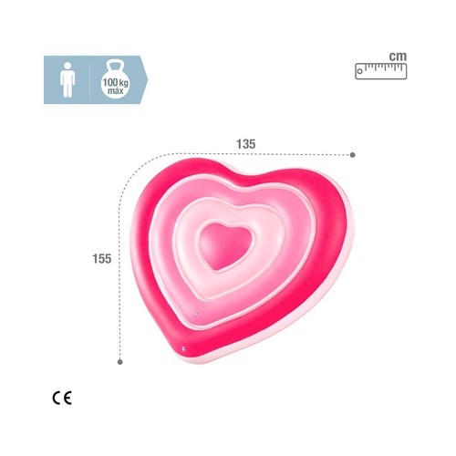Colchoneta hinchable corazón de 135x25x155cm, INTEX.