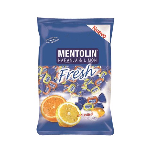 Caramelos con sabor a limón y naranja MENTOLIN FRESH 100 g.