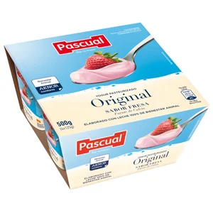 PASCUAL Yogur pasteurizado con sabor a fresa 4 x 125 g.