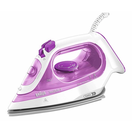 Plancha de vapor BRAUN SI3030PU, suela 3D Superceramic, potencia 2300W.