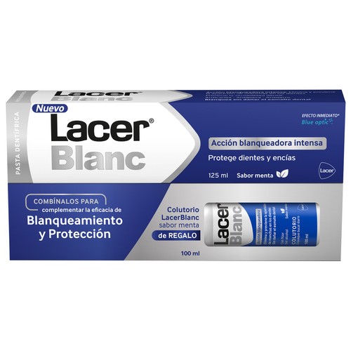Pasta de dientes con flúor, acción blanqueadora y sabor a menta LACER Blanc plus 125 ml.