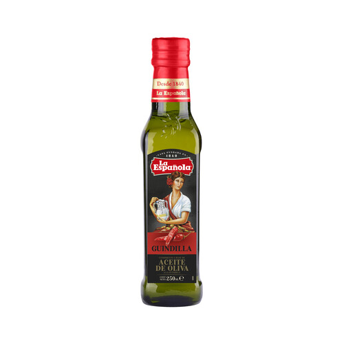 LA ESPAÑOLA Aceite de oliva virgen extra a la guindilla botella de cristal de 250 ml.