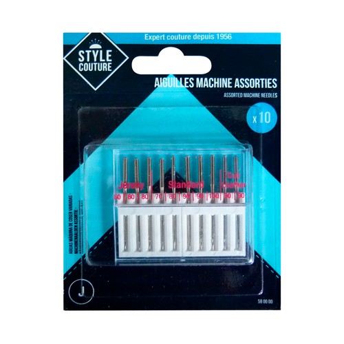 Pack de 10 agujas de diferentes tamaños para máquina de coser, STYLE.