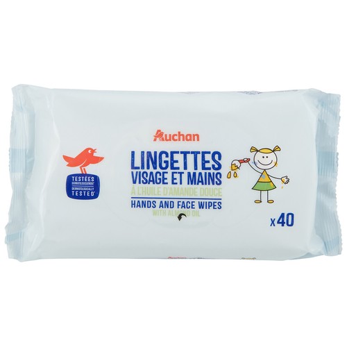 PRODUCTO ALCAMPO Toallitas húmedas con aceite de almendras, para la limpieza de cara y manos 40 uds.