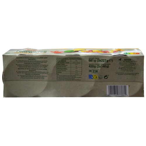 PRODUCTO ALCAMPO Macedonia de frutas tropicales en almibar ligero 500 g.