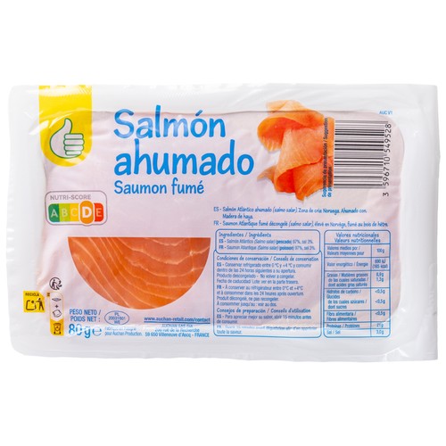 Salmón ahumado PRODUCTO ECONÓMICO ALCAMPO 80 g.