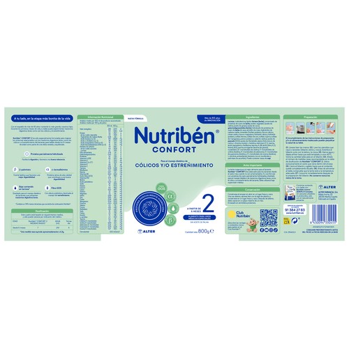 NUTRIBÉN Confort 2 Leche (2) de continuación a partir de 6 meses 800 g.