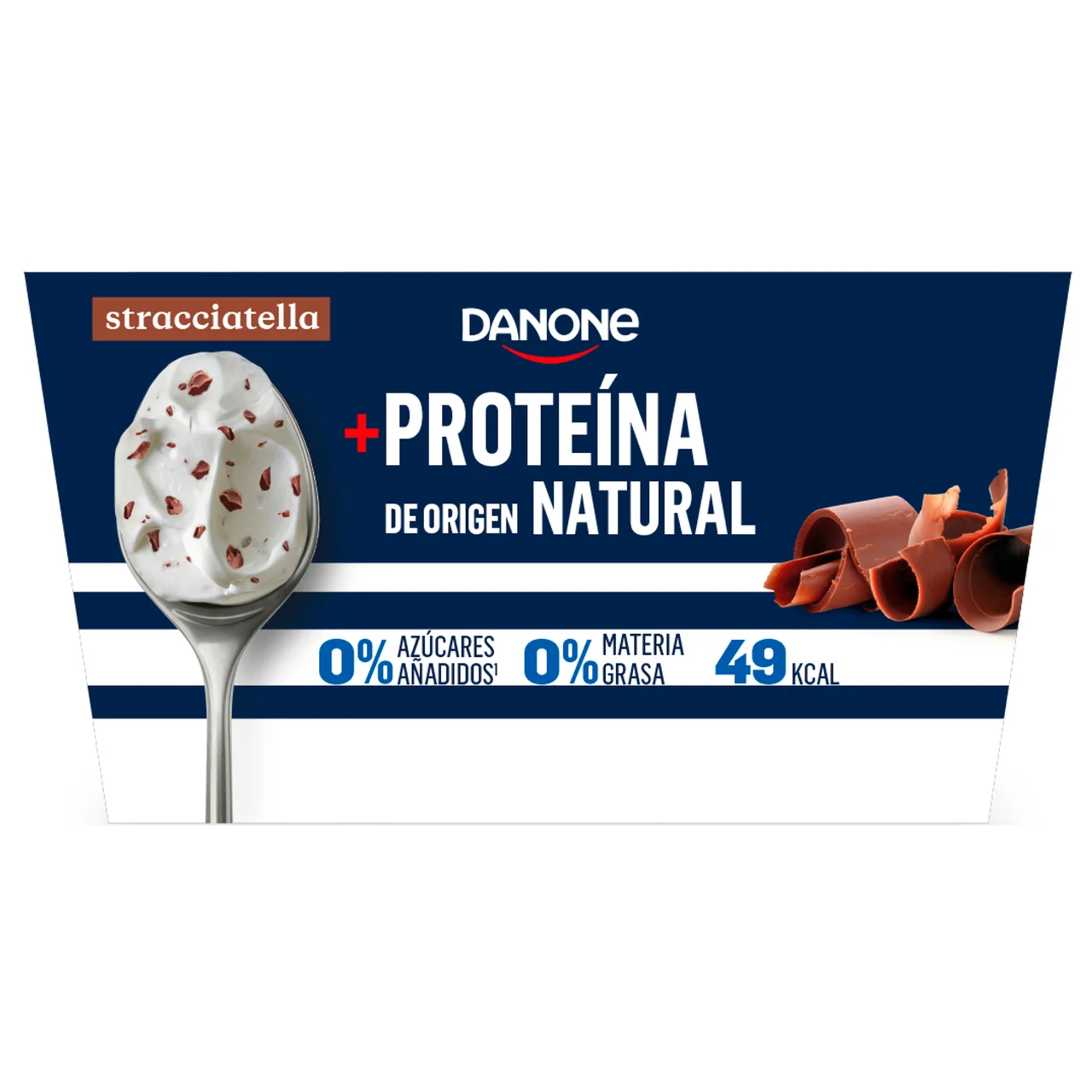 + Proteina Yogur 0 % materia grasa con proteína de origen natural y sabor a stracciatella 4 x 100 g.