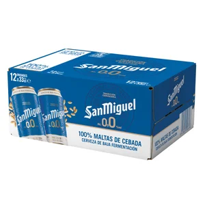 SAN MIGUEL Cerveza sin alcohol 0.0% pack de 12 uds x 33 cl.