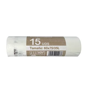 ECOFAMI Bolsas de basura compostables 60 x 75 cm. 35 litros 15 uds.