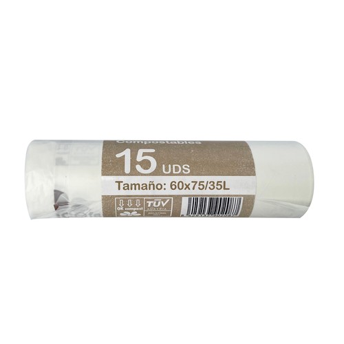 ECOFAMI Bolsas de basura compostables 60 x 75 cm. 35 litros 15 uds.