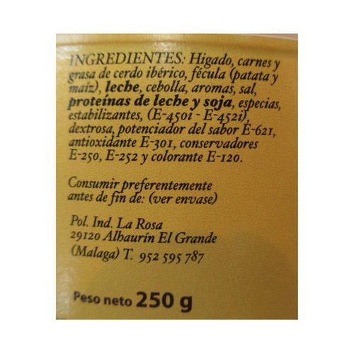 MORENO PLAZA Paté de hígado de cerdo ibérico MORENO PLAZA 250 gr