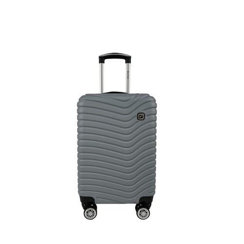 Maleta mediana rígida de color gris de 65 cm y 8 ruedas, AIRPORT ALCAMPO Wave.
