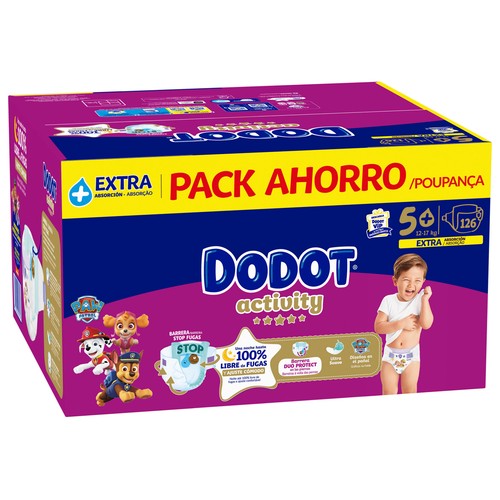 DODOT Activity Pañales talla 5+ (12 - 17 kg) 126 uds.