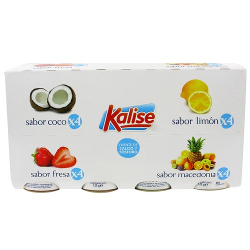 KALISE Yogures varios sabores (fresa, limón, coco y macedonia) 16 x 125 g.