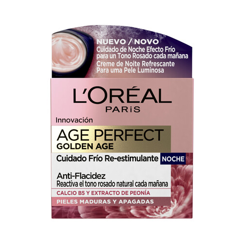 L´ORÉAL PARIS Crema de noche efecto frio re-estimulante, para pieles maduras y apagadas L´ORÉAL Age perfect golden age 50 ml.