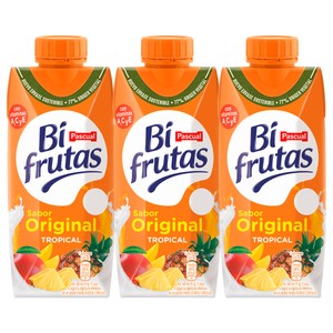 Leche con zumo de frutas tropicales y con vitamina A, C y E 3 x 330 ml.