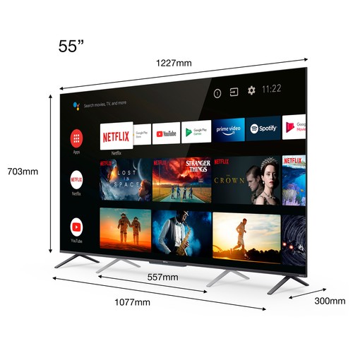 Televisión 139,7cm (55") QLED TCL 55C725 4K, HDR PRO, SMART TV, WIFI, TDT T2, USB reproductor, 3HDMI, 60HZ.