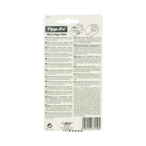 Lote de 3 cintas correctoras con tapa protectora y medidas 8 m x 5 mm TIPP-EX Microtape.