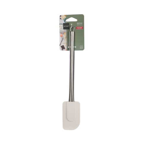 Espátula de cocina 30cm de silicona con mango de acero inoxidable color blanco. ACTUEL