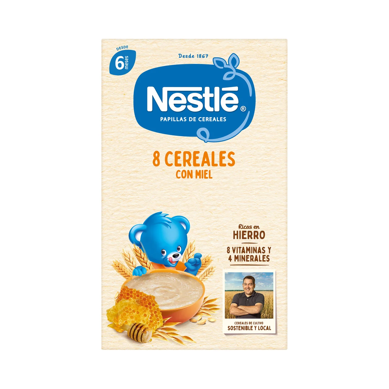 Papilla de 8 cereales con miel a partir de 6 meses 475 g.