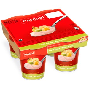 PASCUAL Yogur pasteurizado con sabor a fresa 4 x 120 g.