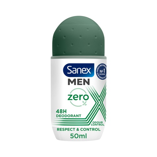 SANEX Men zero% Desodorante roll on para hombres anti transpirante hasta 48 horas 50 ml.
