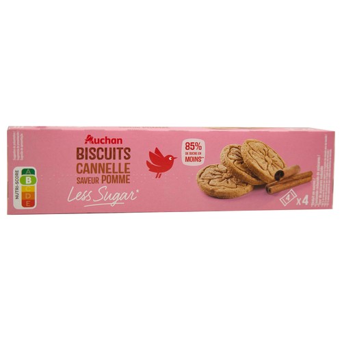 PRODUCTO ALCAMPO Galleta de canela con sabor a manzananos, elaborada con menos azúcar 130 g.