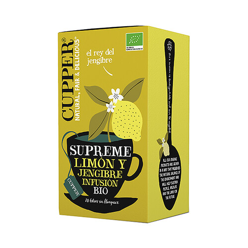 CUPPER Supreme Infusión de limón y jengibre ecológicos 20 uds. 50 g.