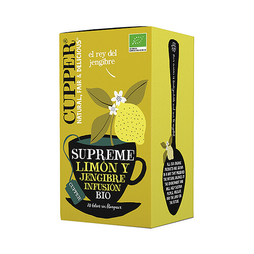 Infusión limón y jengibre ecológica CUPPER GINGER SUPREME 20 uds. 50 g.