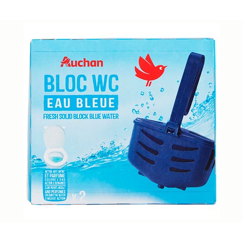 Pastillas WC Agua Azul, limpieza fresaca PRODUCTO ALCAMPO 2 uds. x 40 g.