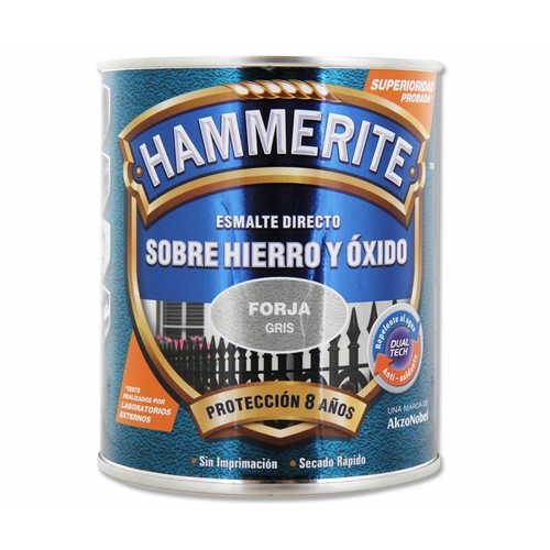 Esmálte antióxido, resistente al agua, de secado rápido y de color gris forja HAMMERITE 0,75 litros 1 unidad.