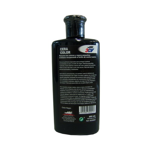 Bote de 250 mililitros de cera de color negro 3CV.