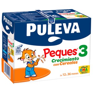 Imagen de PULEVA Peques 3 Leche (3) de crecimiento con cereales, de 12 a 36 meses 6 x 1 l.