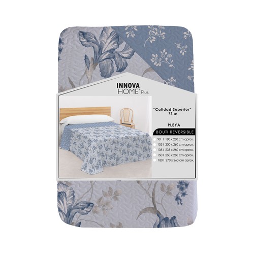 Colcha bouti estampado pleya 150cm azul. INNOVA HOME