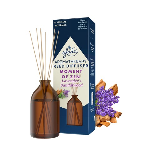 GLADE Varillas ambientador Moment of Zen (lavanda + sándalo) GLADE AROMATHERAPY 80 ml.