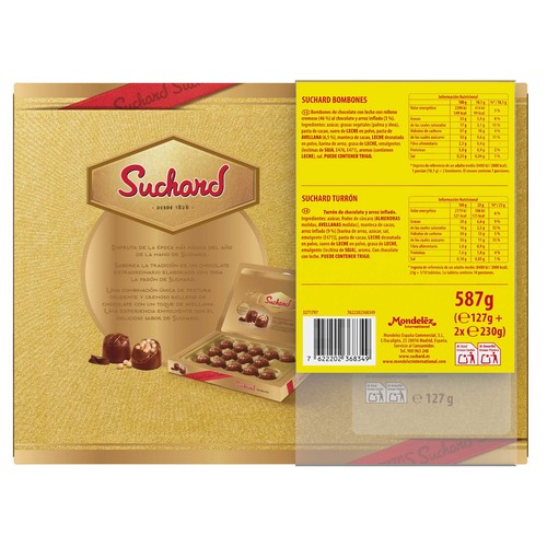 SUCHARD Turrón de chocolate 230 g lote 2 uds. + bombón 127 g.