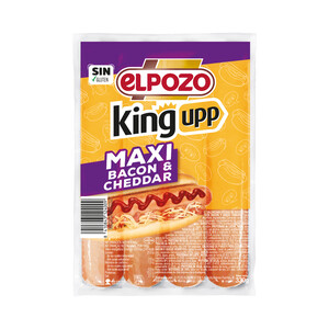 Imagen de EL POZO Maxi king upp Salchichas cocidas de cerdo y pavo con bacon y queso cheddar fundido 330 g.