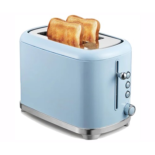 Tostador retro QILIVE Q.5259, color azul, 2 ranuras, 6 niveles de tostado, bandeja recogemigas, 1050W