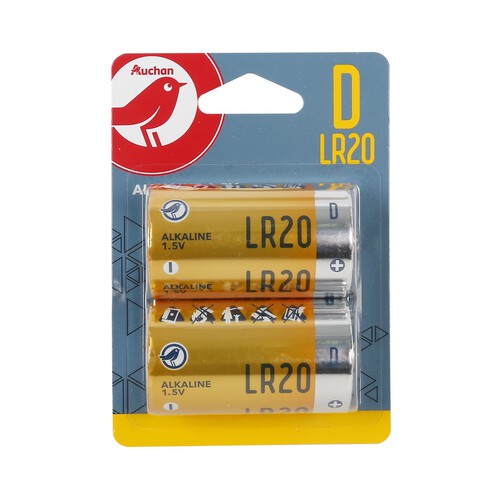 Pack de 2 pilas alcalinas D, LR20, 1,5V, PRODUCTO ALCAMPO +power.